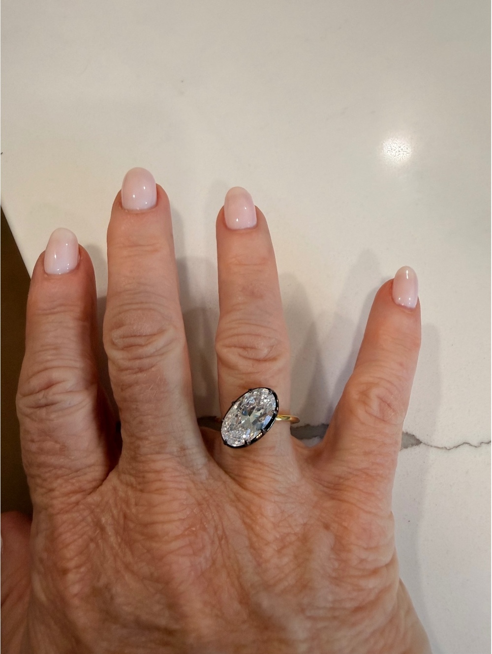 Gold Plating Over 925 Sterling Silver with Oversized CZ Rhodium Statement ring